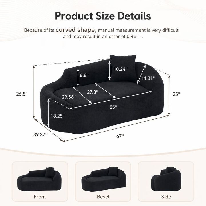 GOODSILO Curved Indoor Chaise Lounge Chair Modern Deep Seating Sleeper Sofa with Throw Pillow for Living Room Bedroom Apartment Small Spaces