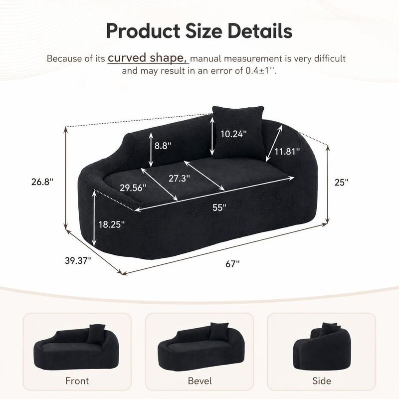 GOODSILO Curved Indoor Chaise Lounge Chair Modern Deep Seating Sleeper Sofa with Throw Pillow for Living Room Bedroom Apartment Small Spaces image number 1