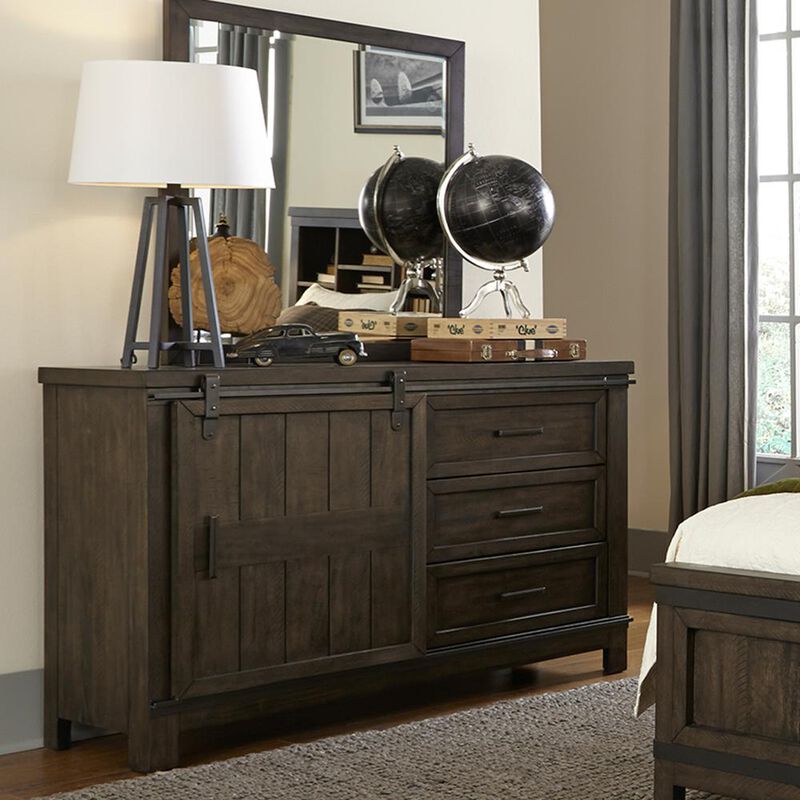 Liberty Furniture Thornwood Hills Bookcase Bed in Rock Beaten w/ Saw Cuts image number 6