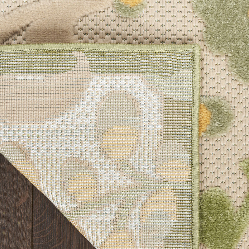 HomeRoots 6' X 9' Ivory Green And Yellow Floral Indoor Outdoor Area Rug image number 4