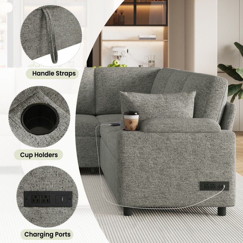 Zornug  Convertible L-Shaped Sectional Sofa Bed image number 4