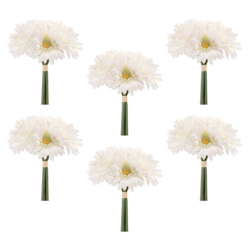 Set of 6 Gerbera Daisy Floral Bundles for Vases, Bouquets, or Spring Arrangements