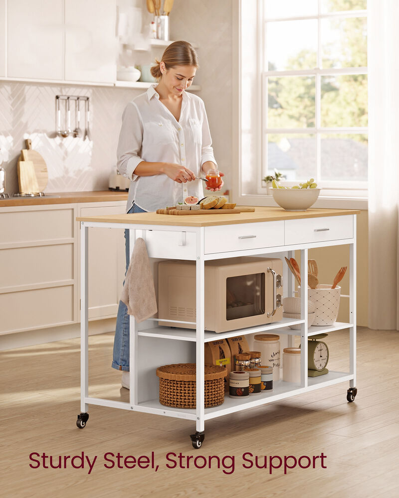 Rolling Kitchen Island with Storage Cabinet and Wheels Cart image number 1