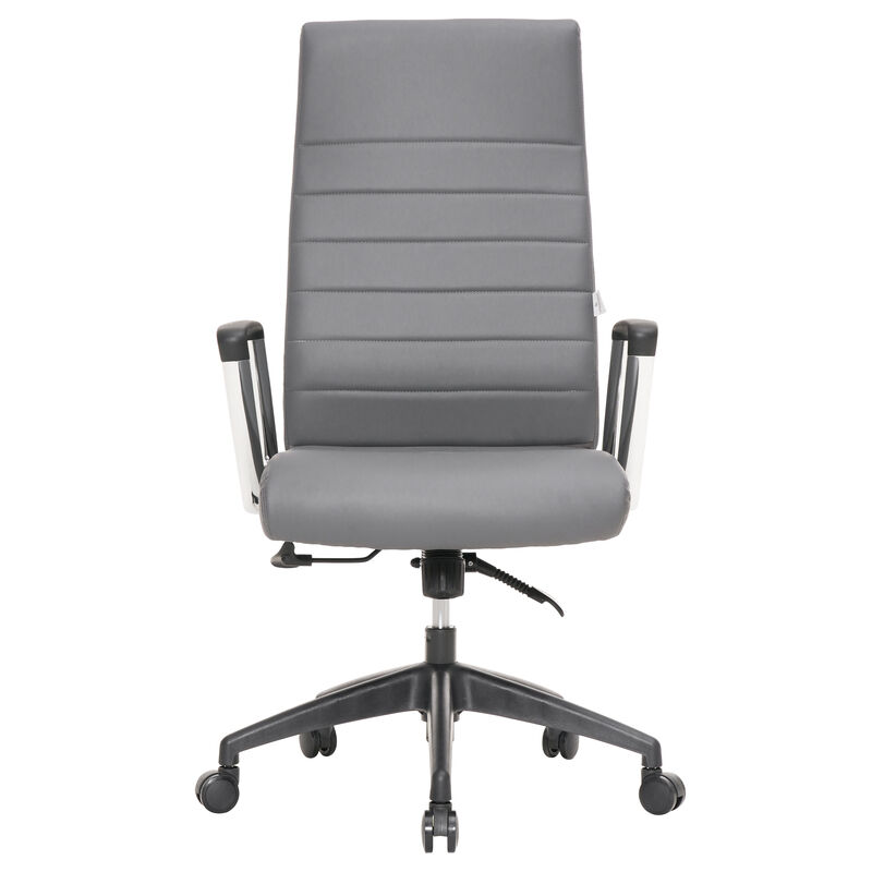 LeisureMod Hilton Modern High Back Leather Conference Office Chair with Adjustable Height & Swivel &ndash; Ergonomic and Stylish Office Seating