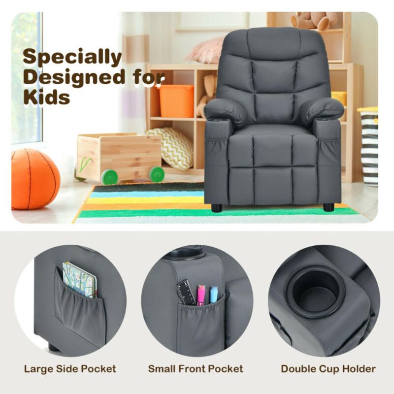 Hivvago Kids Recliner Chair with Cup Holder and Footrest for Children