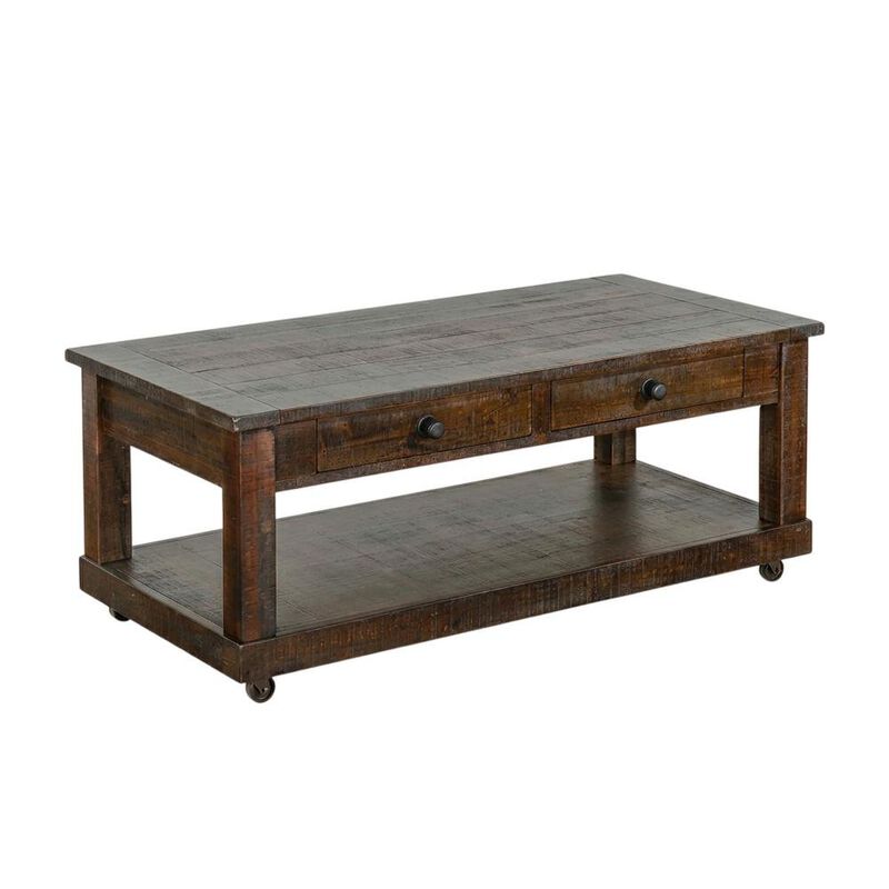 Starlight Canyon Home Dark Brown Coffee Table with Casters for Easy Mobility and Traditional Style image number 0