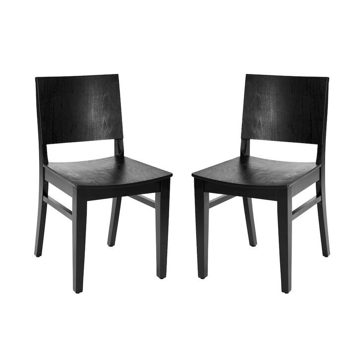 Flash Furniture 2 Pack Naples Solid Wood Dining Chairs with Curved Backrests and Black Finish