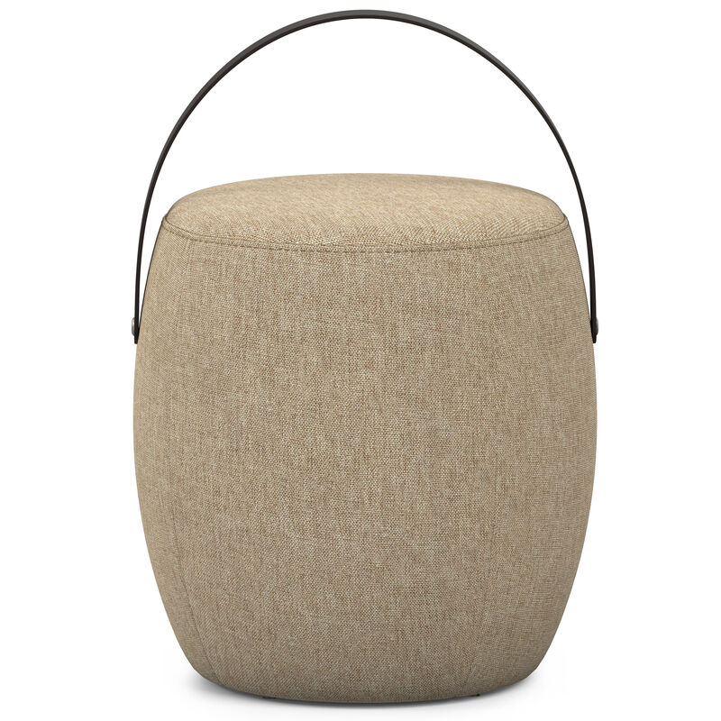 Ramsay 16 inch Wide Contemporary Irregular Footstool in Taupe Linen Look Fabric, Fully Assembled