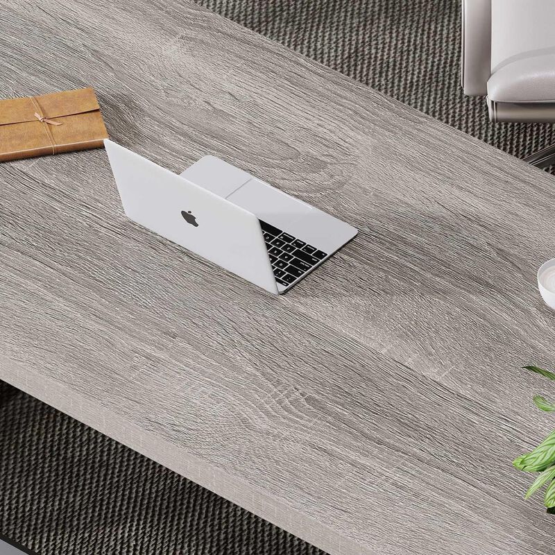 Top True Wood Computer Desk, Modern Writing Desk with Metal Legs for Home Office image number 3