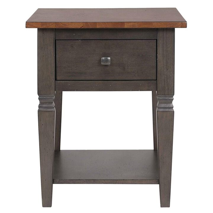 Sunset Trading End Table | Distressed Brown and Ash Gray Solid Wood