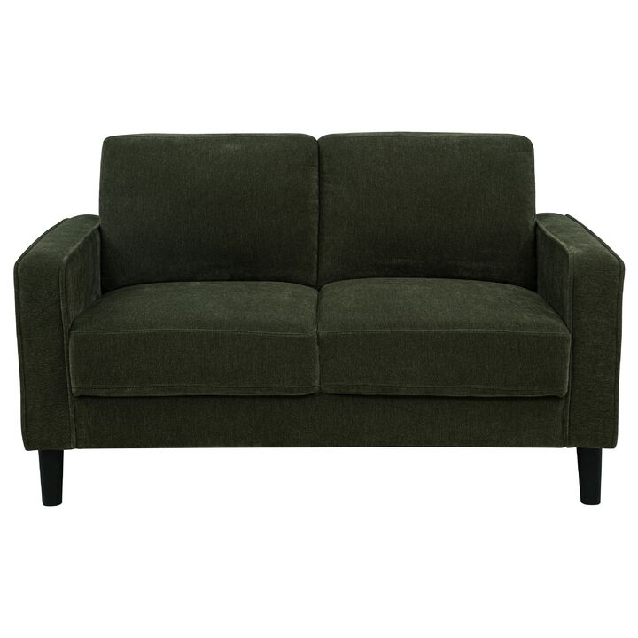 Rumi Loveseat, Track Arms w Piping, Foam Fill Upholstery