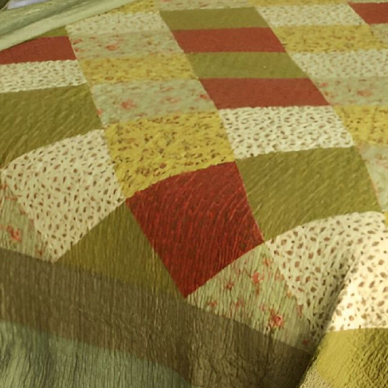 Cotton Queen 3PC Quilted Striped Print Bedding Set Vermicelli Stitch Soft Quilt Set image number 2