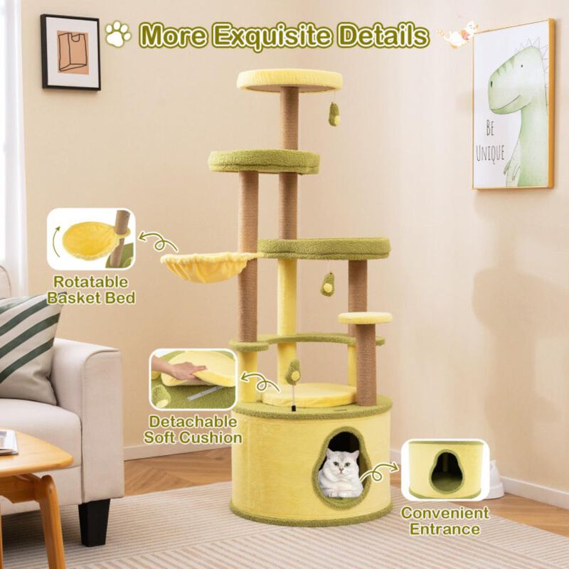 Hivvago Large Avocado Cat Tree Multi-level Cat Tower with Private Condo