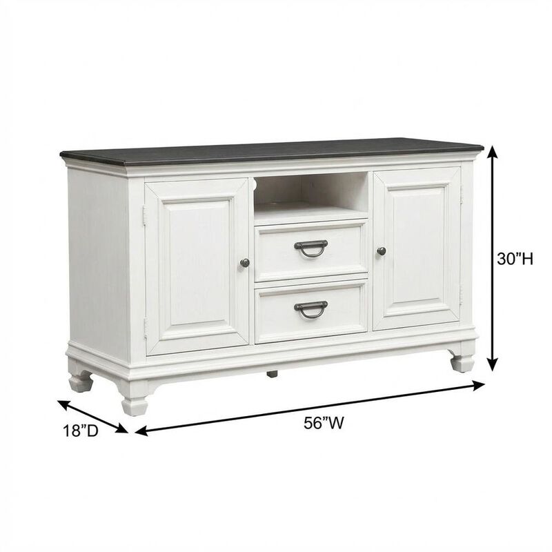 Liberty Furniture White Wirebrushed TV Console with Charcoal Top in Cottage Style image number 6