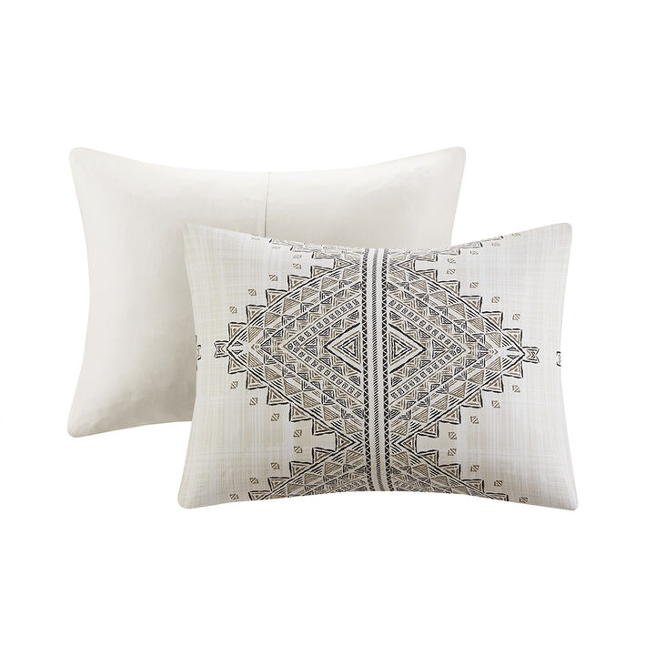 Gracie Mills Modern Geometric Print 4-Piece Microfiber Duvet Cover Set with Throw Pillow
