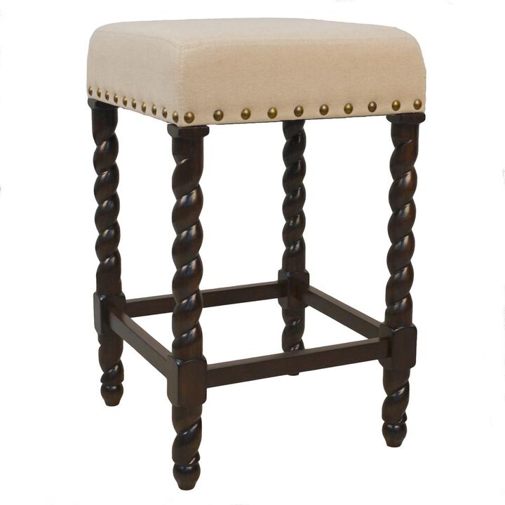 Carolina Living Remick 24 Counter Stool - Espresso - Linen Upholstery