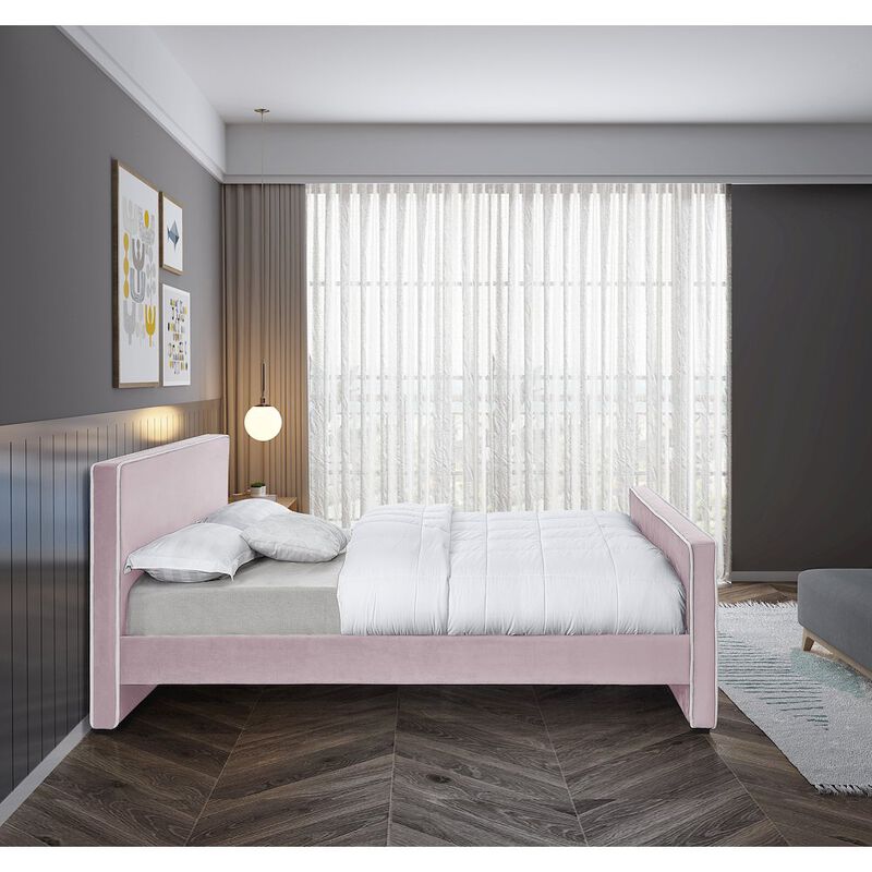 Meridian Furniture Dillard Pink Velvet Full Bed