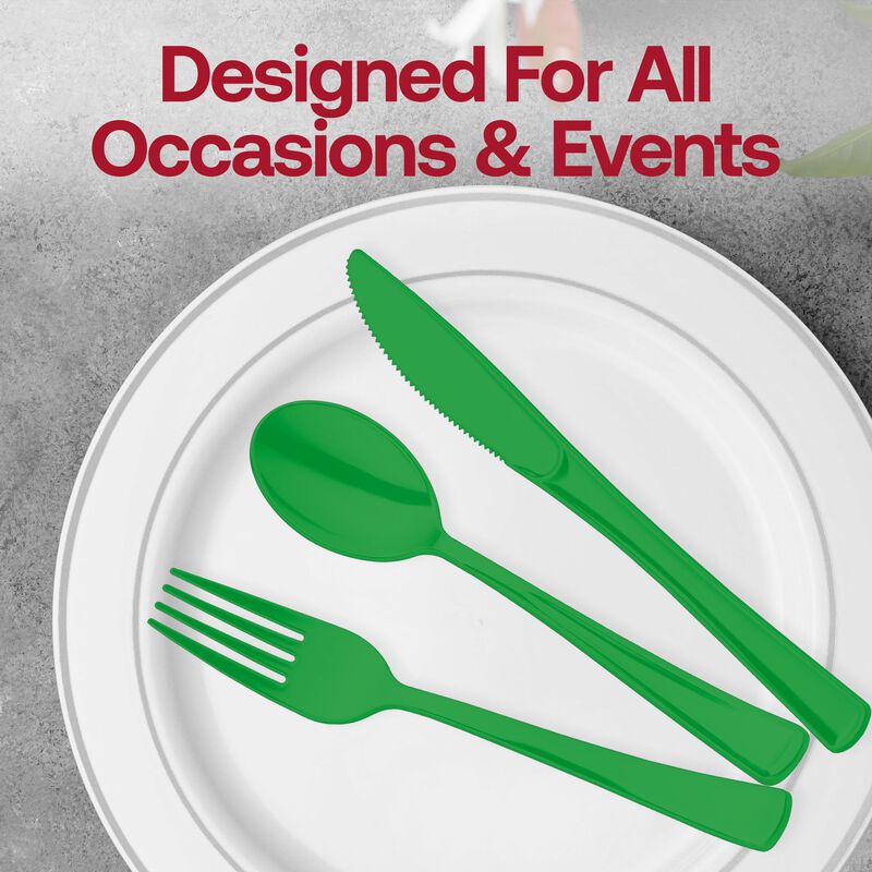 Green Plastic Party Cutlery Set (144 Sets) image number 5