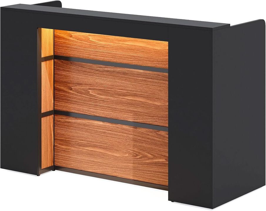 ShipItFurniture 63-Inch Reception Desk Black and Brown