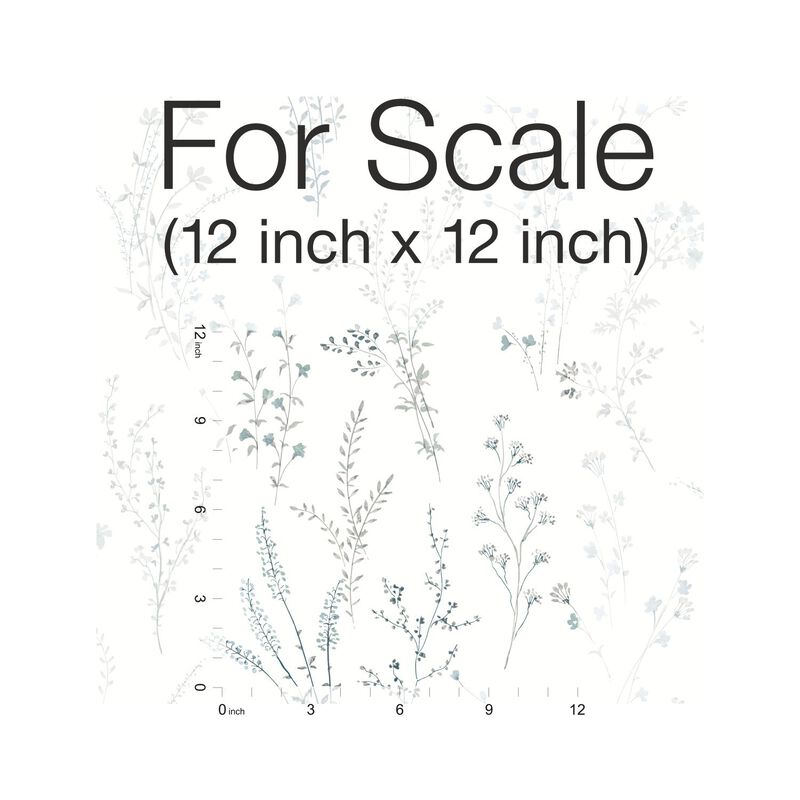 Wildflower Sprigs Blue & Green Wallpaper (Double Roll) image number 6