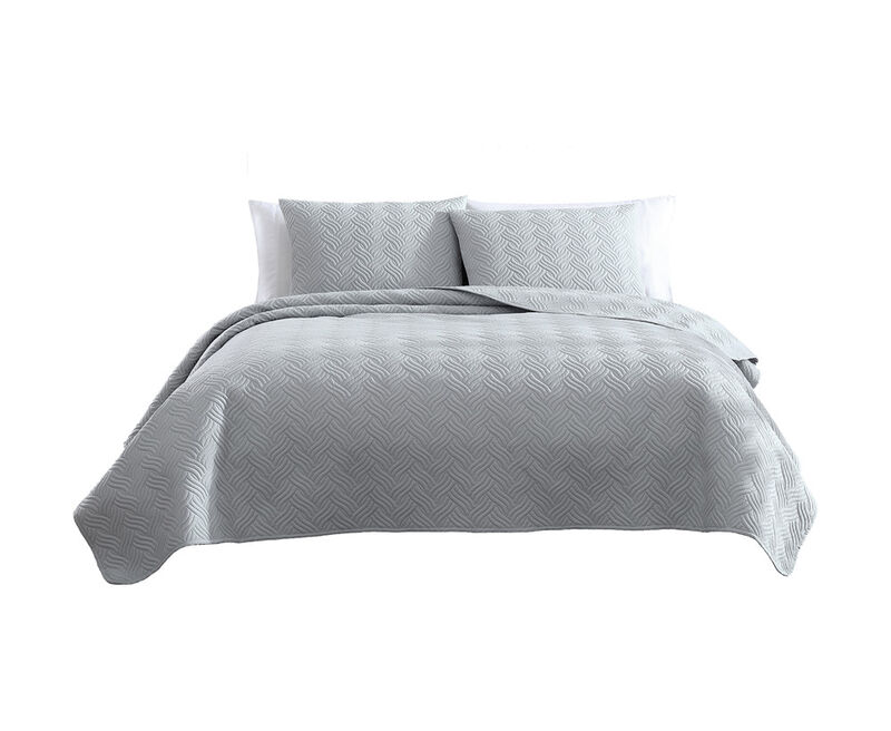 Willow 3 Piece King Quilt Set Gray