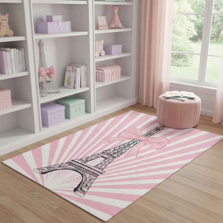 HomeRoots Eiffel Tower Youthful Washable Area Rug