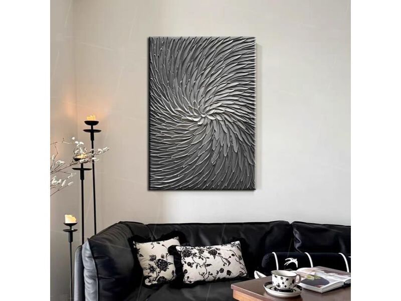 3D Abstract Oil Painting Wall Art Modern Textured Canvas Decor for Living Room image number 1
