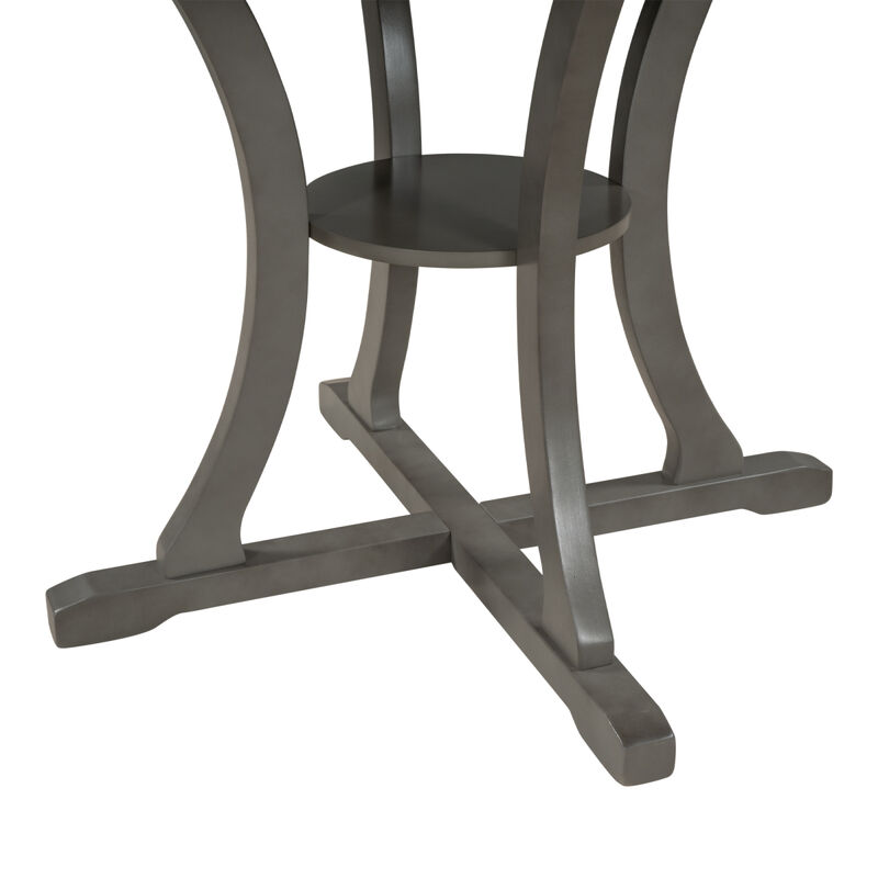 Streamdale 5-Piece Round Dining Table and Chair Set with Hollow Back (Gray) image number 9