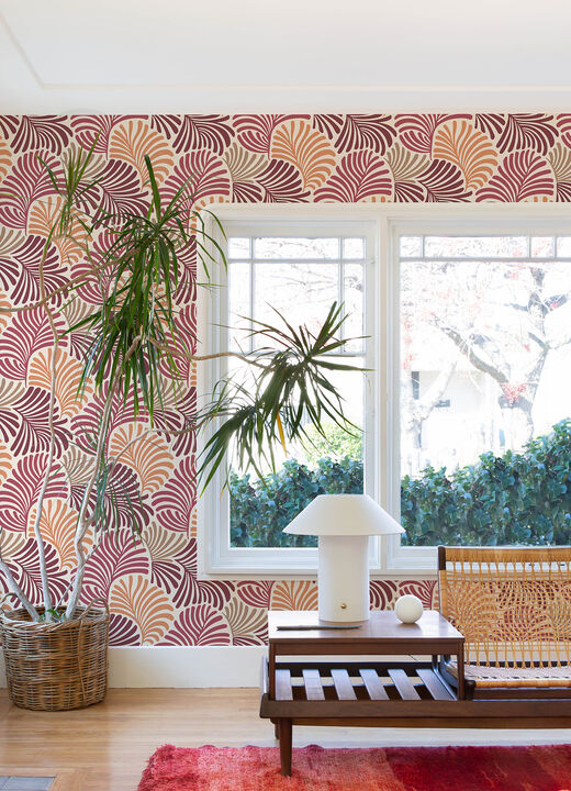Trousdale Raspberry Fanning Flora Wallpaper