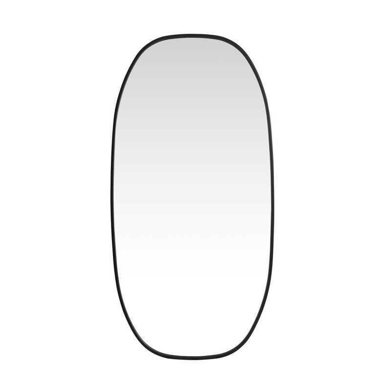 Elegant Decor Metal Frame Oval Mirror 24x48 Inch in Black