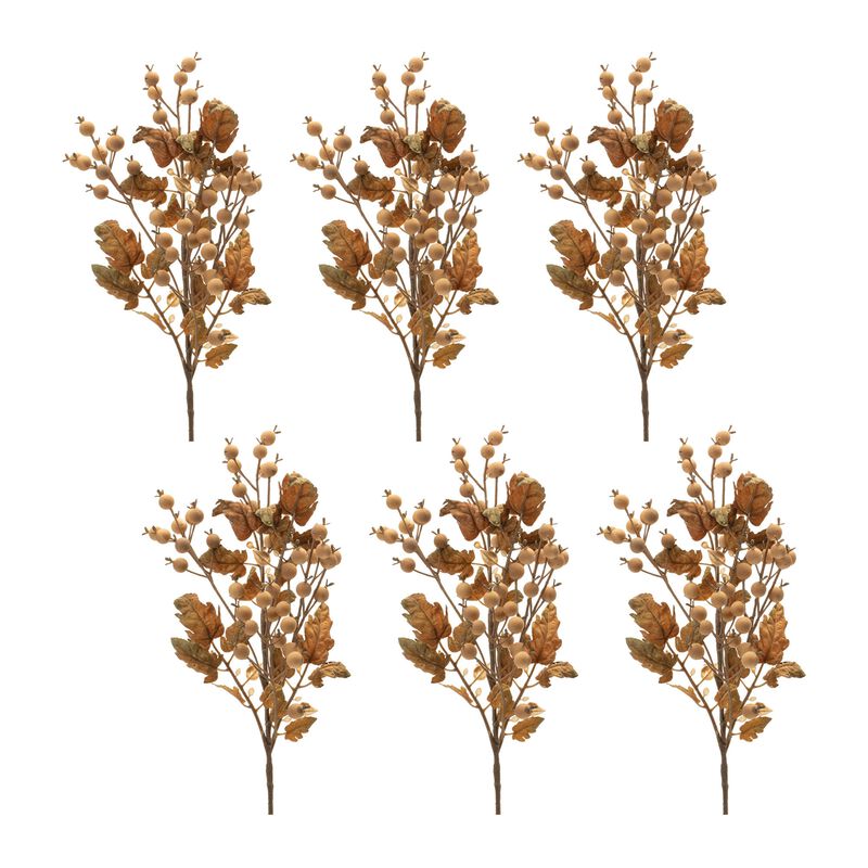 Set of 6 Fall Oak Leaf and Berry Sprays for Autumn Floral or Tabletop Displays