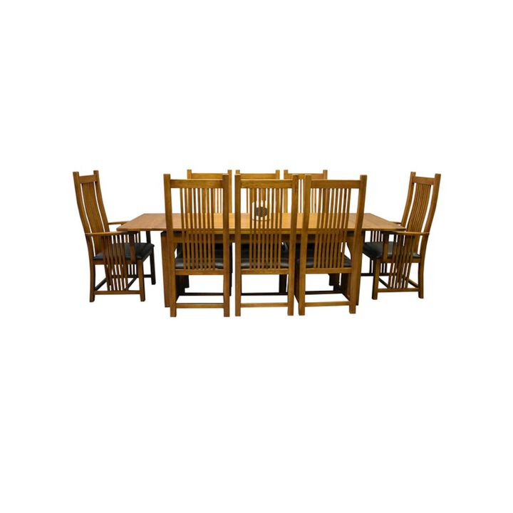 Crafters and Weavers Mission Style Oak Stow Leaf Dining Table - Michael's Cherry