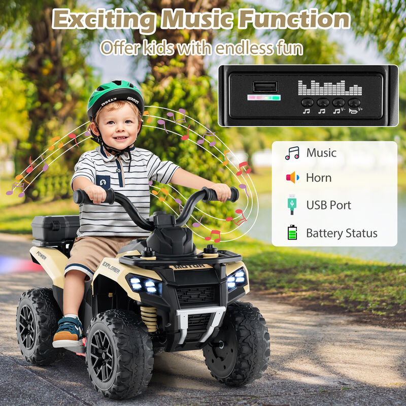 6V Electric Kids Ride-On ATV with Spray Feature, Storage Box and Music image number 4