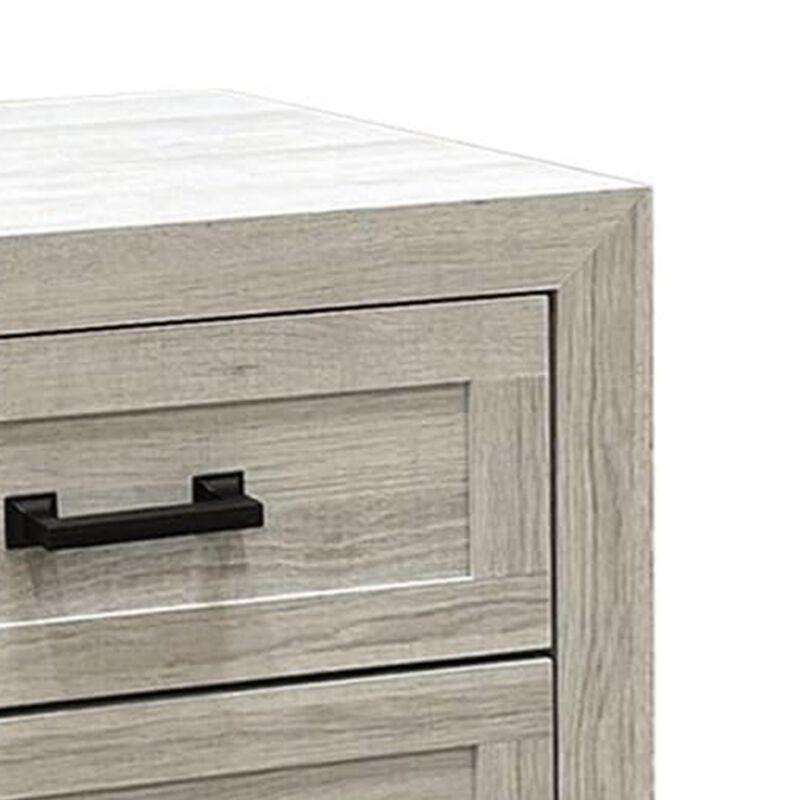 Queen Bedroom Set, White Wash, Black Wood, 3 Piece Set with 2 Nightstands image number 5