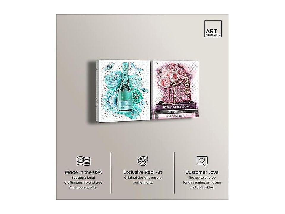 Blush Parisian Glam Canvas Wall Decor Set 2 Gallery Wrapped 20 X 24 Inch