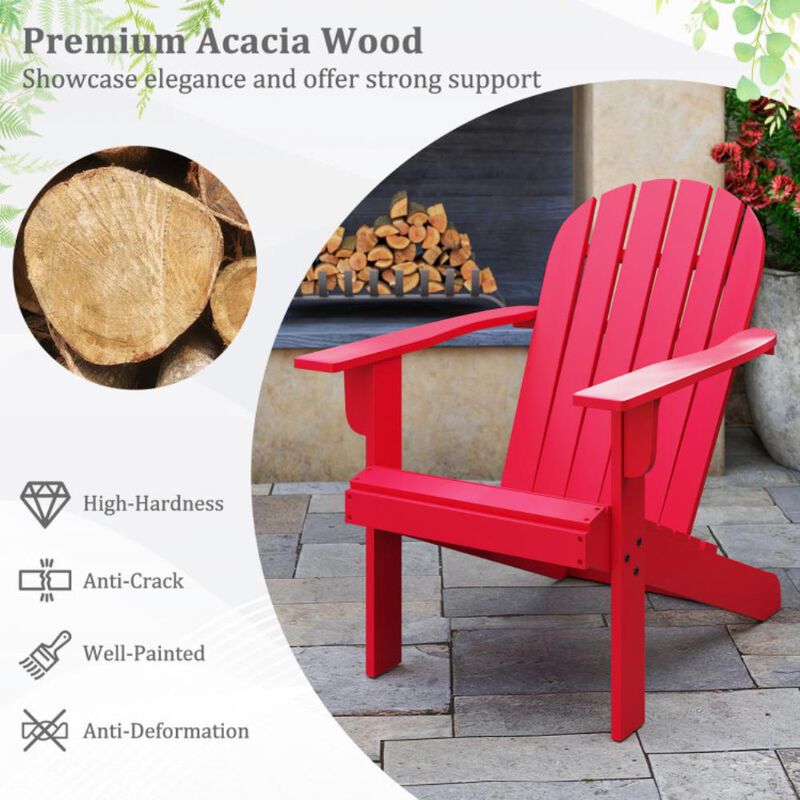 Hivvago Acacia Wood Lounge Patio Adirondack Chair with Inclined Seat
