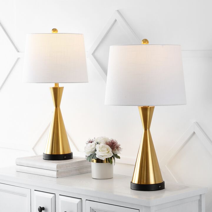 Colton Classic French Country Iron LED Table Lamp with USB Charging Port (Set of 2)