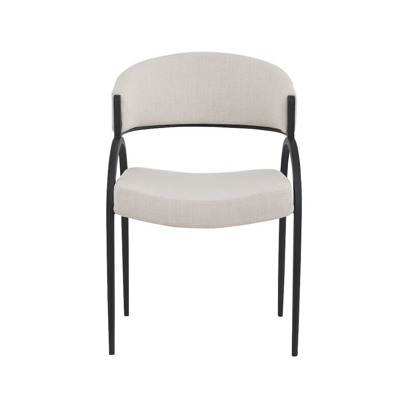 Meridian Furniture Privet Beige Linen Textured Fabric Dining Chair, Set of 2