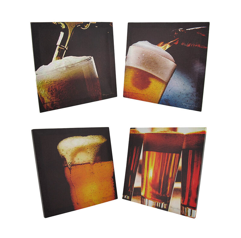 Set of 4 Art Of Beer Printed Canvas Wall Hangings image number 0