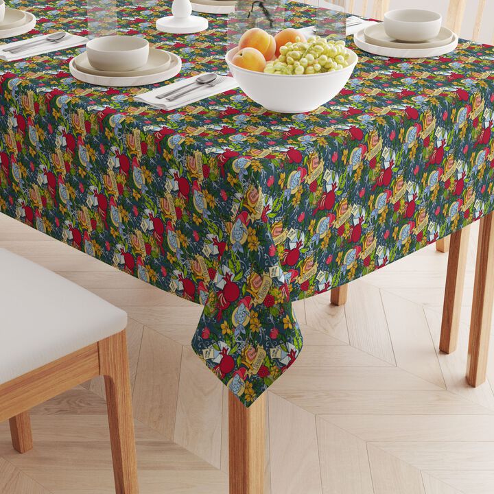 Fabric Textile Products, Inc. Square Tablecloth, 100% Polyester, Happy Jewish New Year