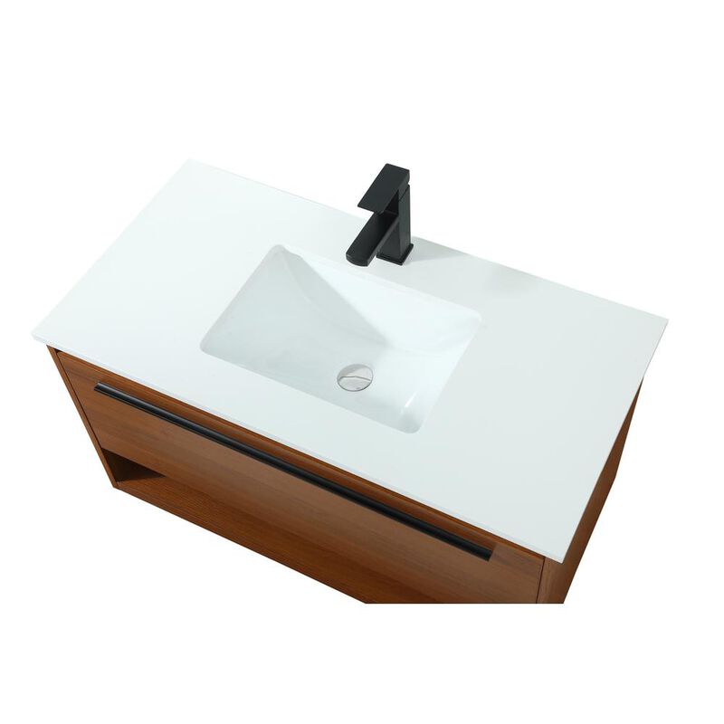 Elegant Kitchen and Bath 36 inch Single bathroom vanity in teak