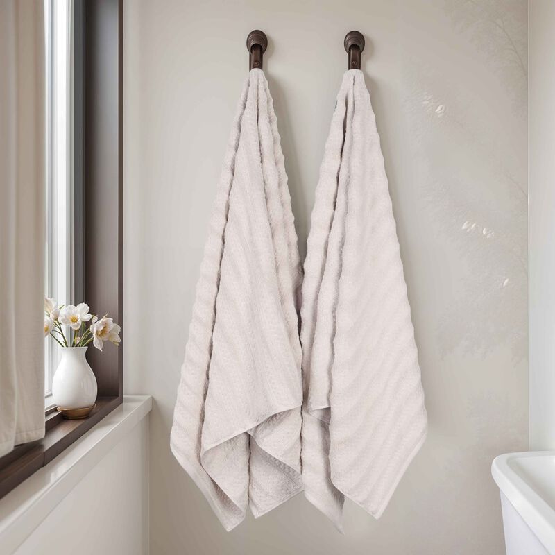 Set of 2 Zero Twist Cotton Waffle Textured Absorbent Bath Sheets image number 1