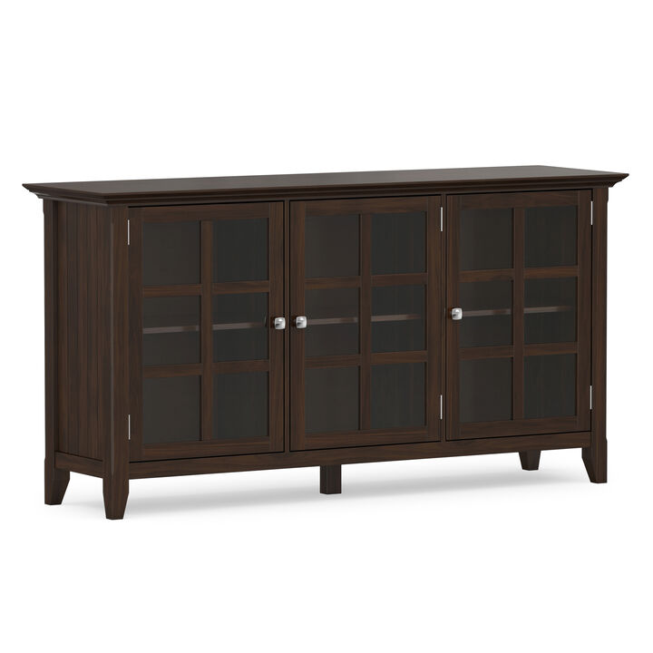 Acadian SOLID WOOD 62 inch Wide Transitional Wide Storage Cabinet in Brunette Brown