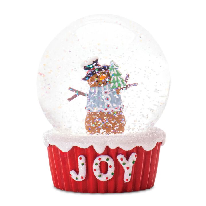 Gingerbread-Themed Snowman Globes (Set of 2) – Whimsical Christmas Decorations with Swirling Glitter