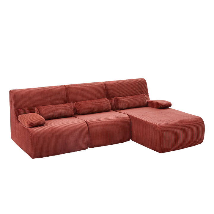 Merax Corduroy Oversized Deep-Seat Sectional Sofa