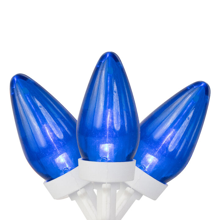 25 Count Blue LED C7 Christmas Lights  16 ft White Wire