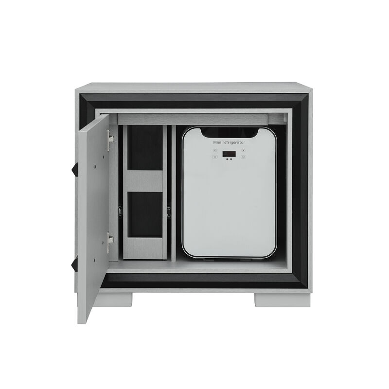 Amelia Grey Black Nightstand with Cooler and Speaker image number 1