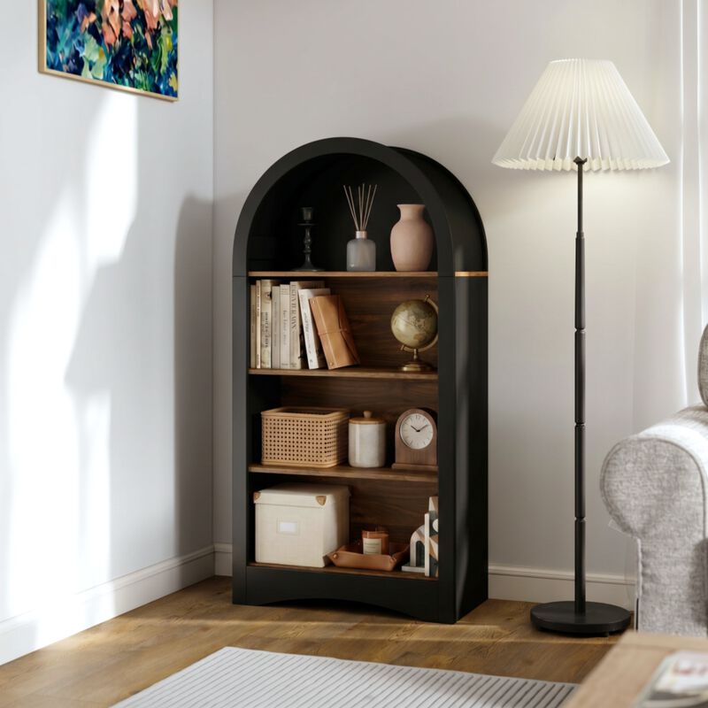 Jigfat Low‑Profile Arched Top 4‑Tier Open Bookcase image number 3