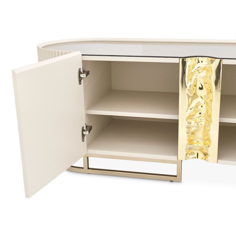 Michael Amini Lisbon Media Cabinet - Silken Matte Cream image number 2