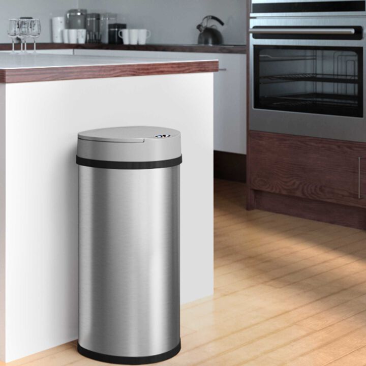 iTouchless 13 Gallon Semi-Round Stainless Steel Sensor Trash Can